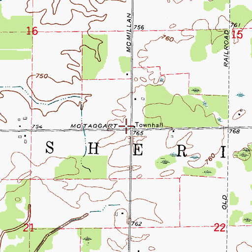 Topographic Map of Township of Sheridan, MI