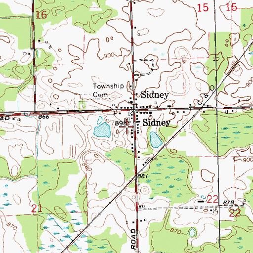 Topographic Map of Township of Sidney, MI