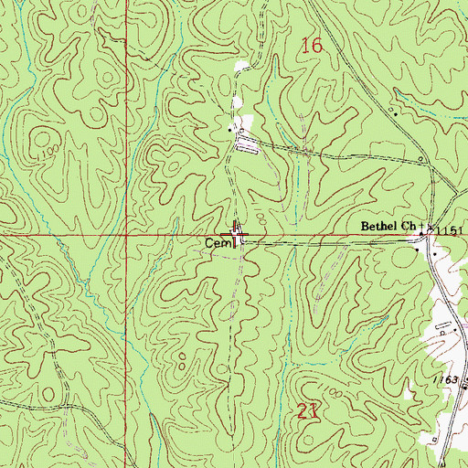 Topographic Map of Bethel Cemetery, AL