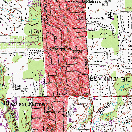 Topographic Map of Township of Southfield, MI