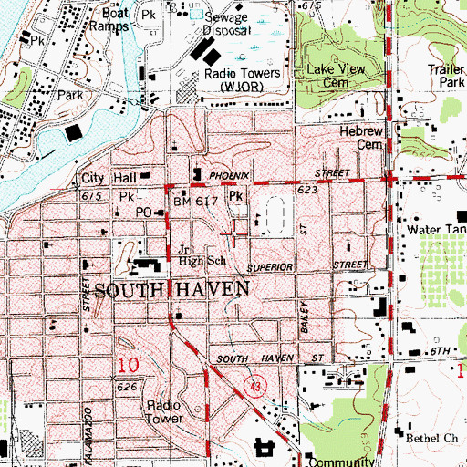 Topographic Map of City of South Haven, MI