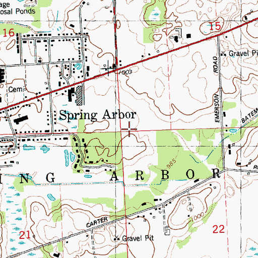 Topographic Map of Township of Spring Arbor, MI