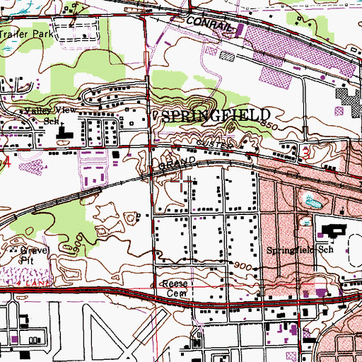 Topographic Map of City of Springfield, MI