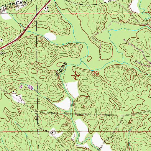 Topographic Map of Burton Creek, AL