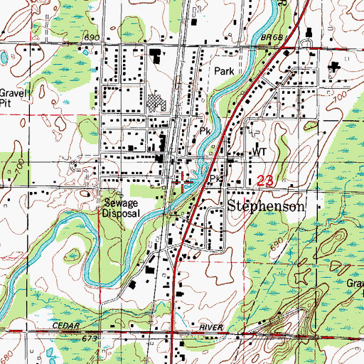 Topographic Map of City of Stephenson, MI
