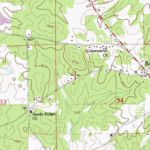 Topographic Map of Cherry Grove Church (historical), AL