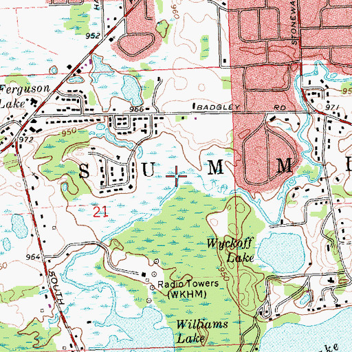 Topographic Map of Township of Summit, MI