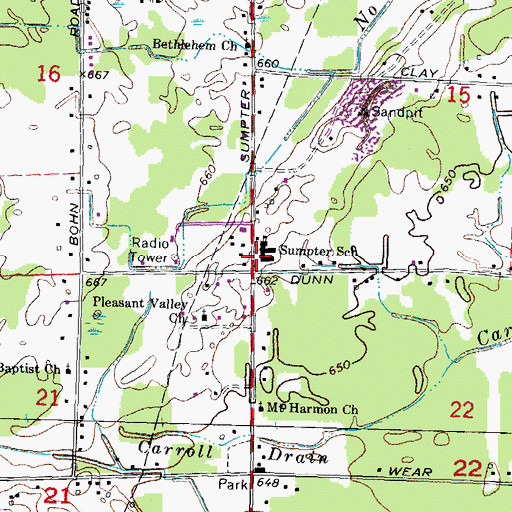 Topographic Map of Township of Sumpter, MI