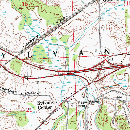 Topographic Map of Township of Sylvan, MI