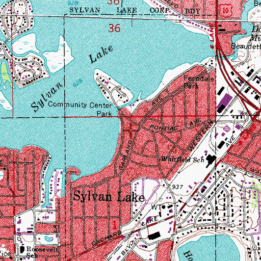 Topographic Map of City of Sylvan Lake, MI