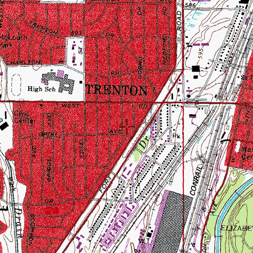 Topographic Map of City of Trenton, MI
