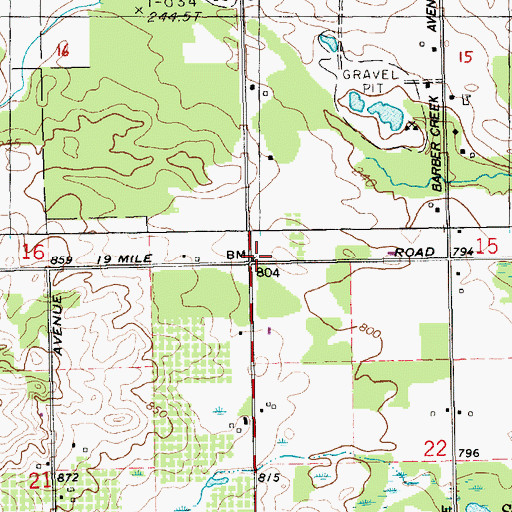 Topographic Map of Township of Tyrone, MI