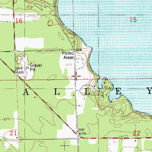 Topographic Map of Township of Valley, MI