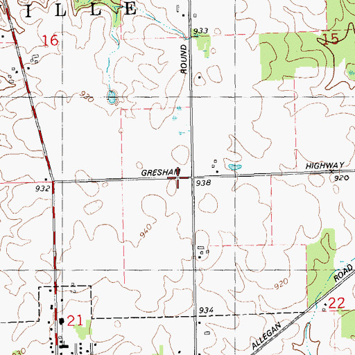 Topographic Map of Township of Vermontville, MI