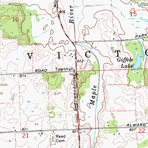 Topographic Map of Township of Victor, MI