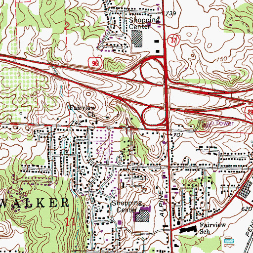 Topographic Map of City of Walker, MI