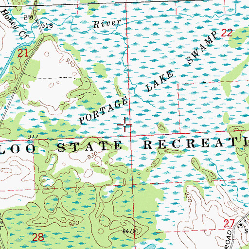 Topographic Map of Township of Waterloo, MI