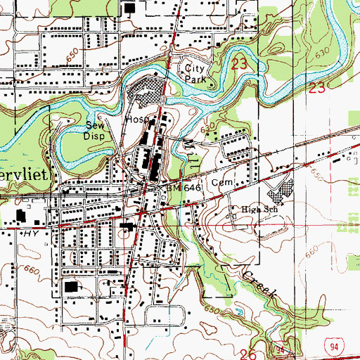 Topographic Map of City of Watervliet, MI