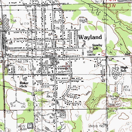 Topographic Map of City of Wayland, MI