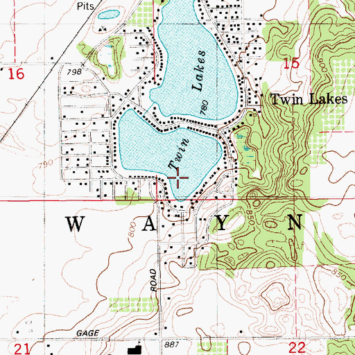 Topographic Map of Township of Wayne, MI