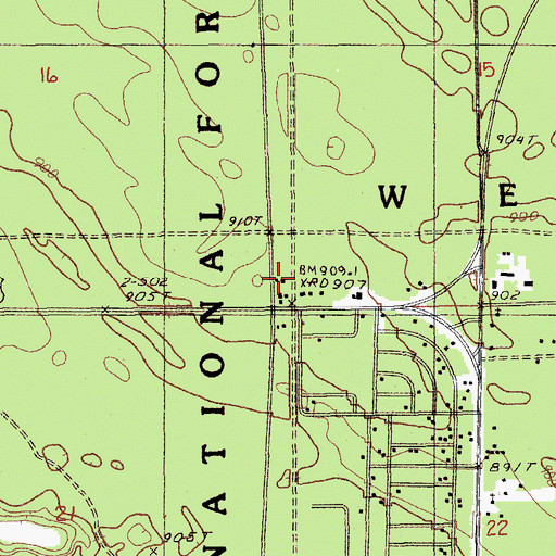 Topographic Map of Township of Webber, MI