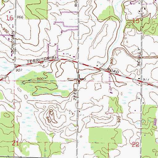 Topographic Map of Township of Webster, MI