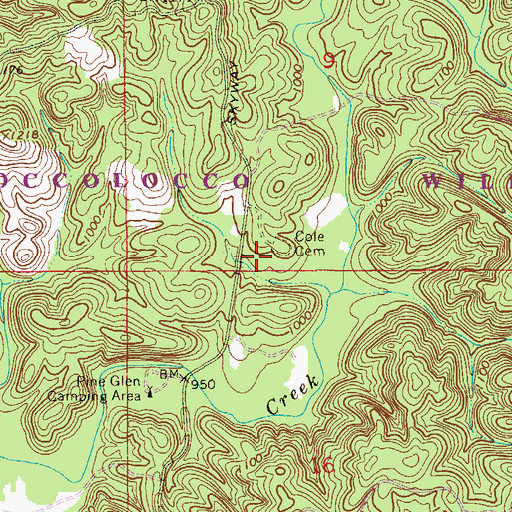Topographic Map of Cove Church (historical), AL