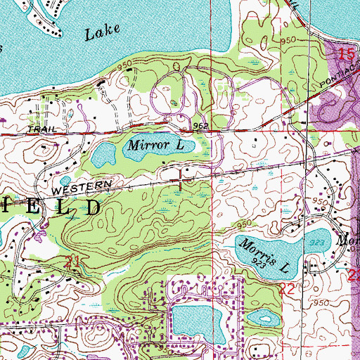 Topographic Map of Charter Township of West Bloomfield, MI