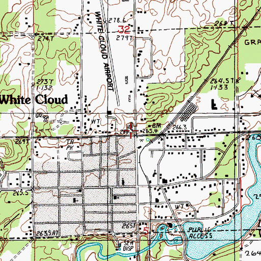 Topographic Map of City of White Cloud, MI