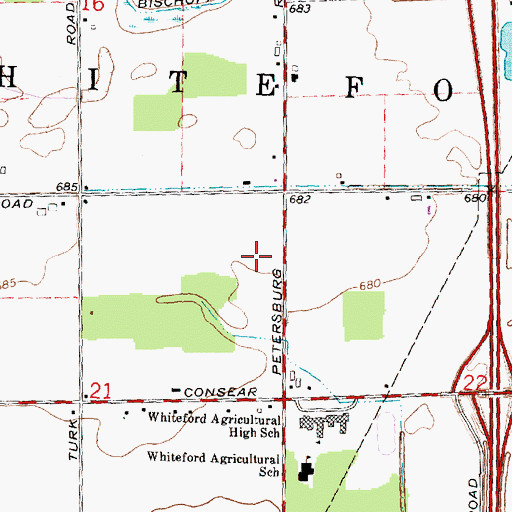 Topographic Map of Township of Whiteford, MI