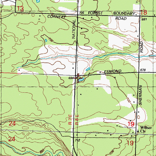 Topographic Map of Township of Wilber, MI