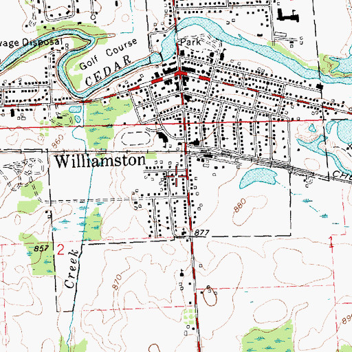 Topographic Map of City of Williamston, MI