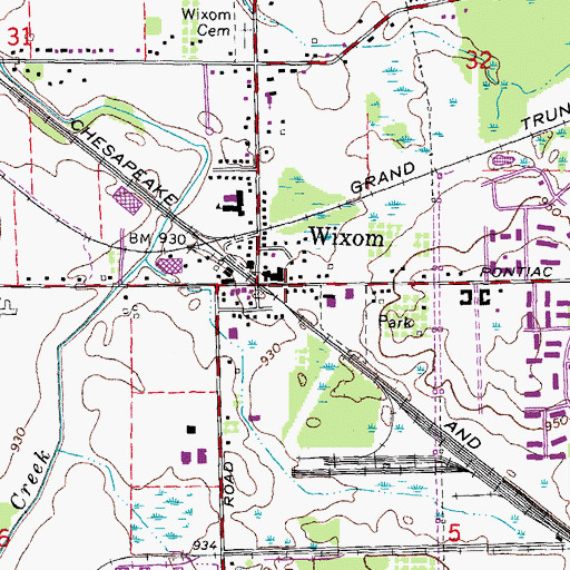 Topographic Map of City of Wixom, MI
