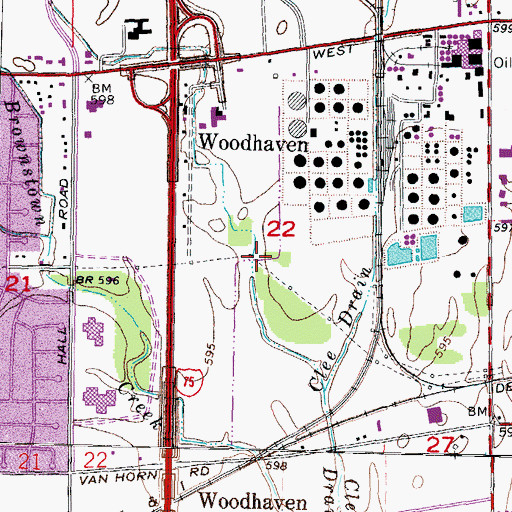 Topographic Map of City of Woodhaven, MI