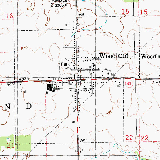 Topographic Map of Township of Woodland, MI