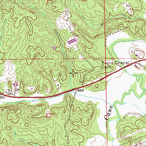 Topographic Map of Evans Chapel, AL