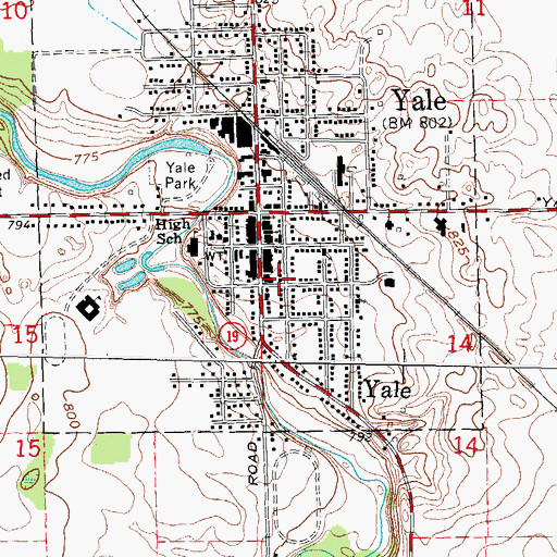 Topographic Map of City of Yale, MI
