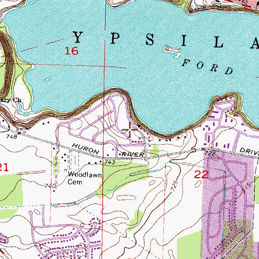 Topographic Map of Charter Township of Ypsilanti, MI