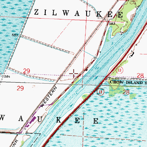 Topographic Map of Township of Zilwaukee, MI