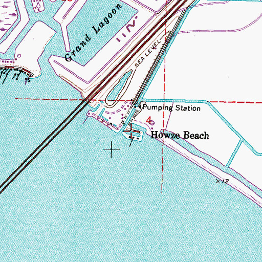 Topographic Map of Howze Beach, LA