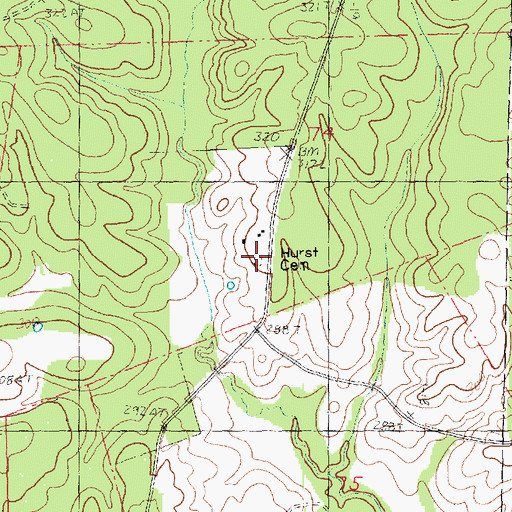 Topographic Map of Hurst Cemetery, LA