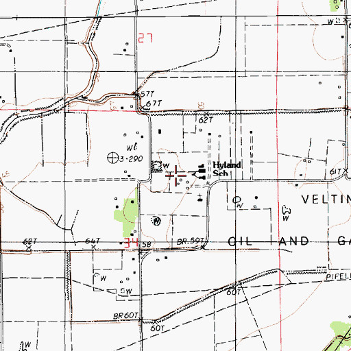 Topographic Map of Hyland School, LA