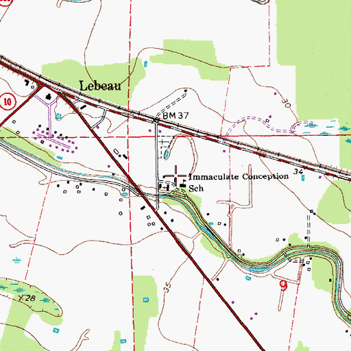 Topographic Map of Immaculate Conception School, LA