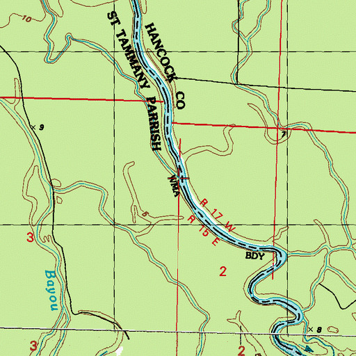 Topographic Map of Indian Bayou, LA