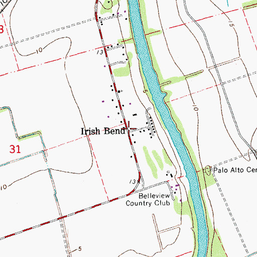 Topographic Map of Irish Bend, LA
