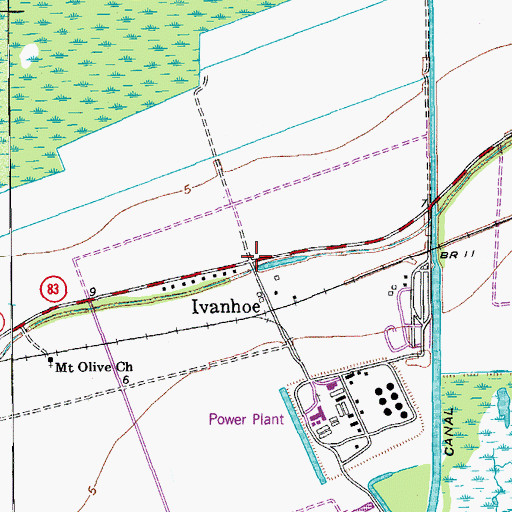 Topographic Map of Ivanhoe, LA