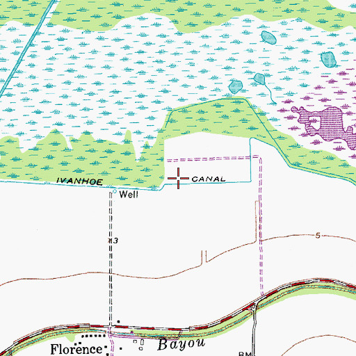 Topographic Map of Ivanhoe Canal, LA