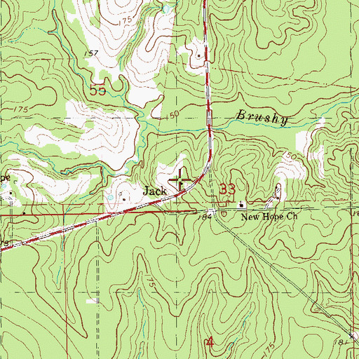 Topographic Map of Jack, LA