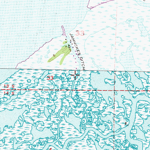 Topographic Map of Jahnckes Ditch, LA