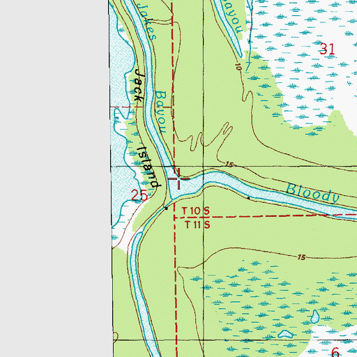 Topographic Map of Jakes Bayou, LA